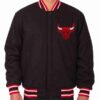 Mens Black Chicago Bulls Wool Jacket