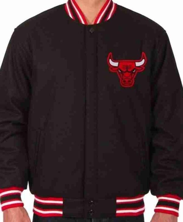 Mens Black Chicago Bulls Wool Jacket