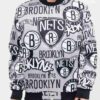 Mens Brooklyn Nets Collage Satin Jacket