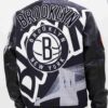 Mens Brooklyn Nets Remix Varsity Gray Jacket
