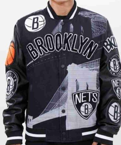 Mens Brooklyn Nets Remix Varsity Jacket