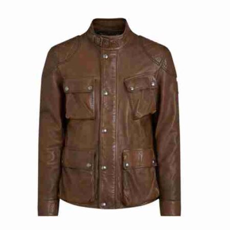 Mens Brown Leather Field Jacket