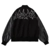 Mens Embroidered Hip Hop Black Wool Varsity Jackets