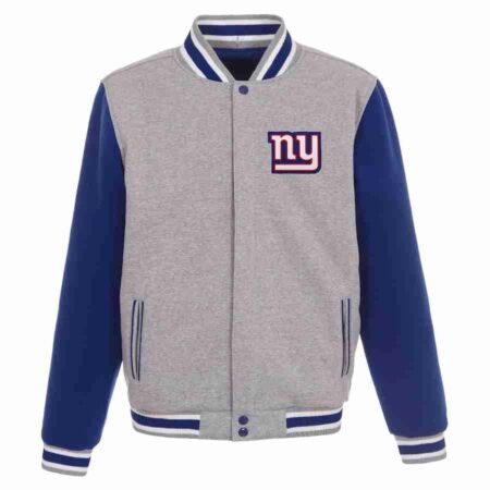 Mens New York Giants Gray Varsity Jacket