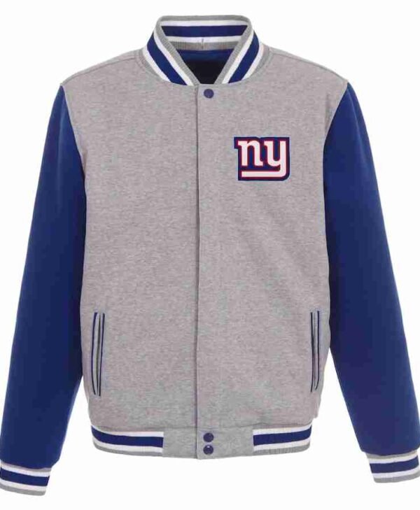 Mens New York Giants Gray Varsity Jacket