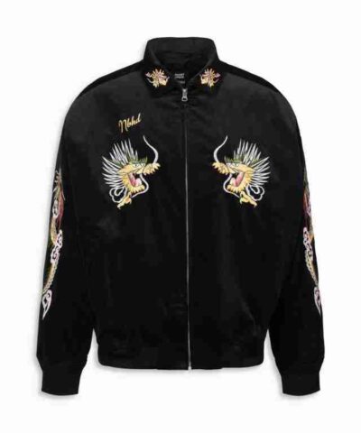 Mens Souvenir Bomber Black Jacket