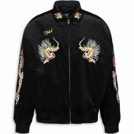 Mens Souvenir Bomber Black Jacket