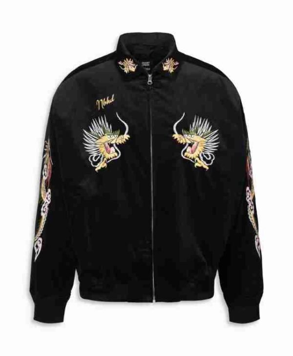 Mens Souvenir Bomber Black Jacket