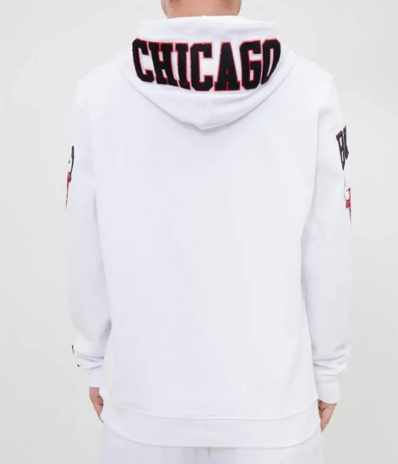 Mens White Chicago Bulls Fleece Hoodies