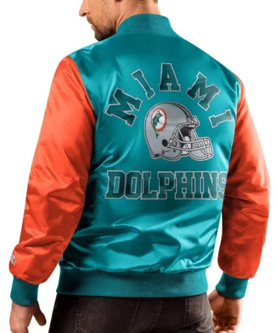 Miami Dolphins Throwback Aqua Orange Satin Jackets