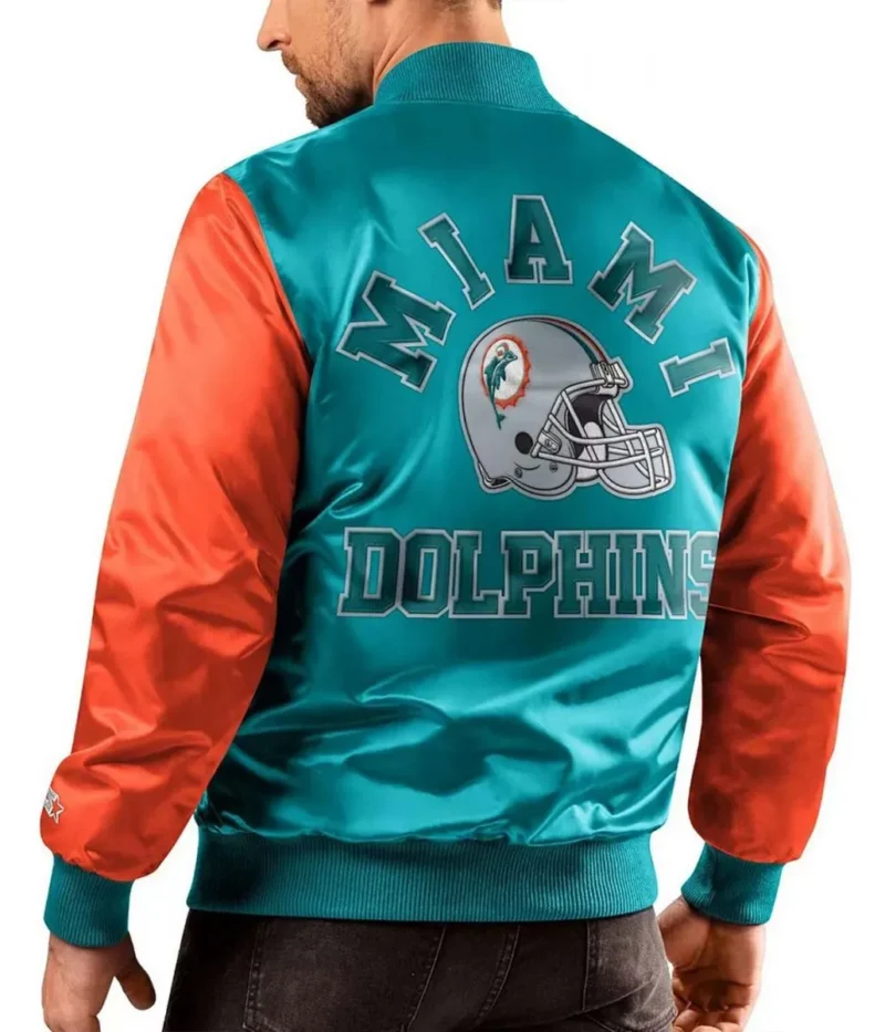 Miami Dolphins Throwback Aqua Orange Satin Jackets