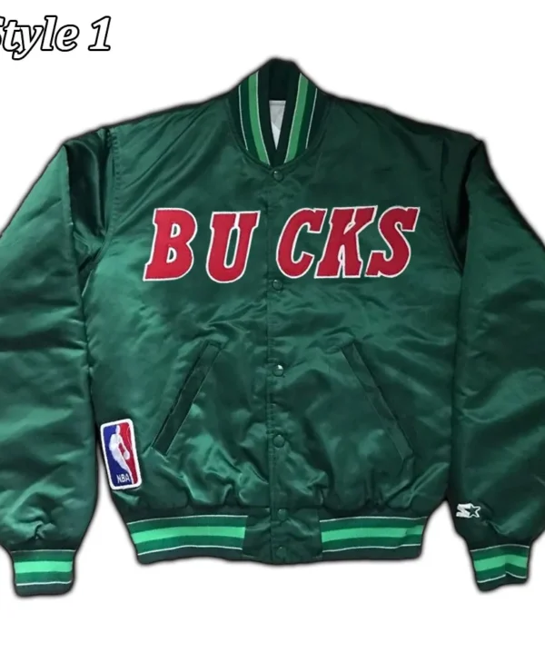 Milwaukee Bucks Ambassador Green and White Satin Jacket
