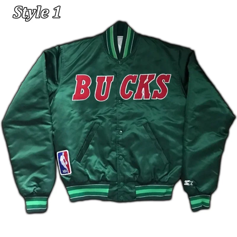 Milwaukee Bucks Ambassador Green and White Satin Jacket