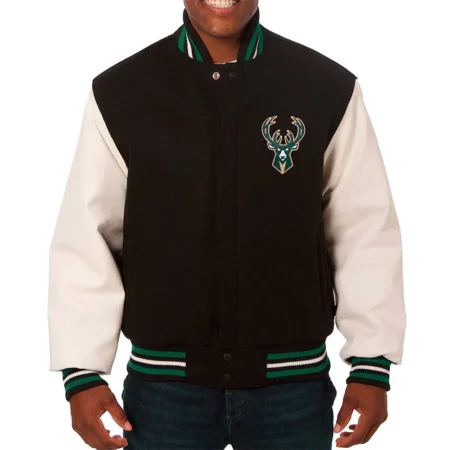 Milwaukee Bucks Black White Varsity Jacket