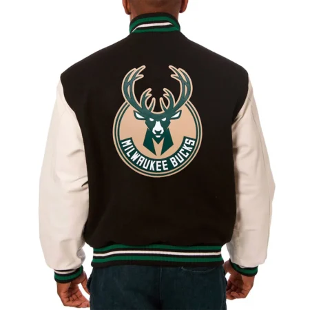 Milwaukee Bucks Black White Varsity Jackets