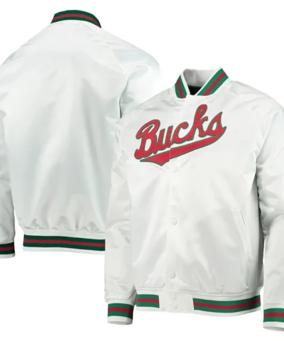 Milwaukee Bucks Hardwood Classics White Satin Jacket