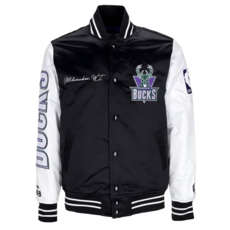 Milwaukee Bucks Team Origins Varsity Satin Jacket