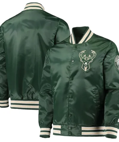 Milwaukee Bucks The Diamond Hunter Green Satin Jacket