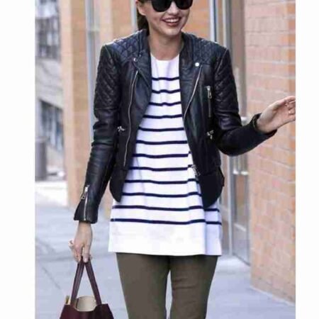 Miranda Kerr Leather Black Jacket