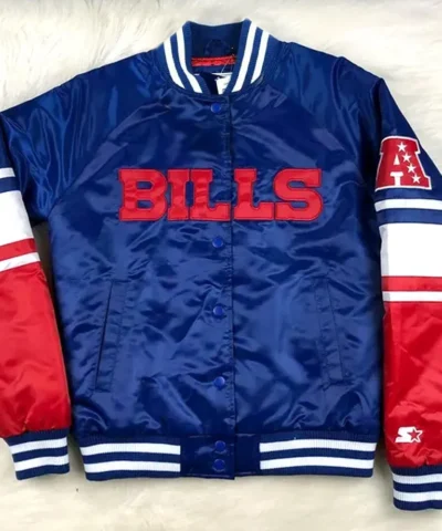 NFL Buffalo Bills Satin Royal Blue and Red Jacket