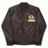 NFL Green Bay Packers Brown Leather Varsity Jacket