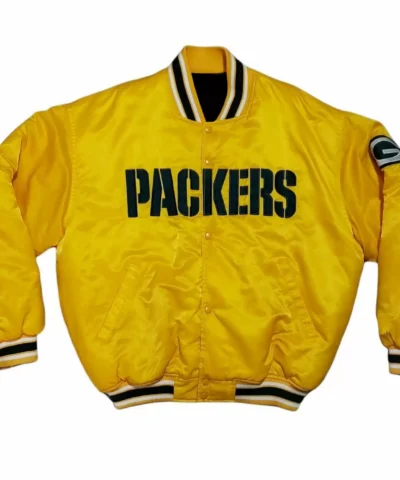 NFL Green Bay Packers Yellow Satin Jacket