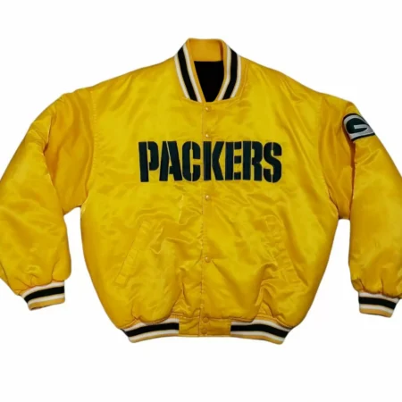 NFL Green Bay Packers Yellow Satin Jacket
