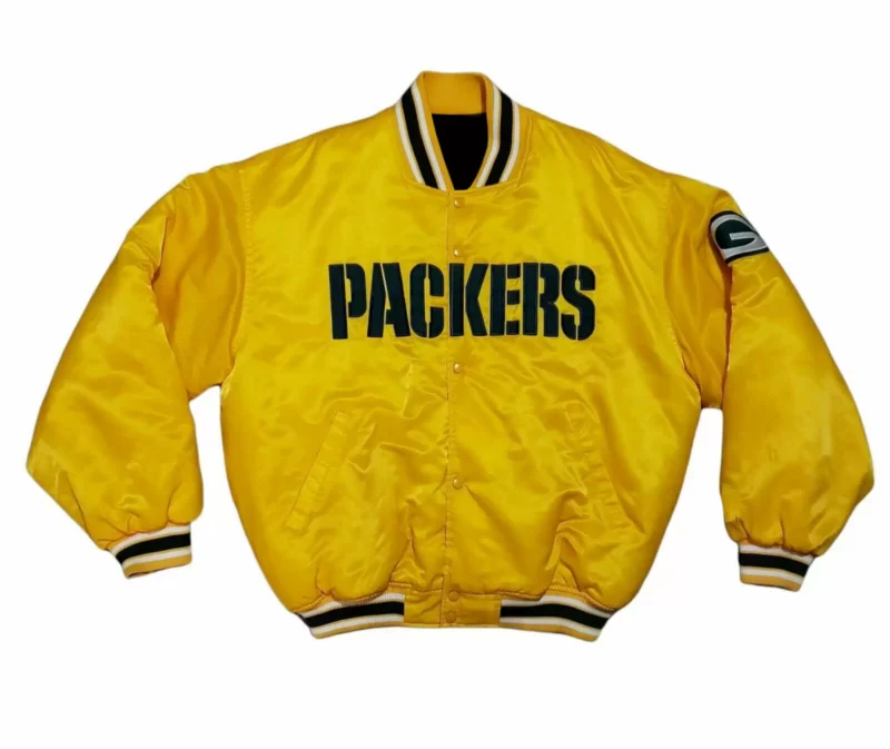 NFL Green Bay Packers Yellow Satin Jacket