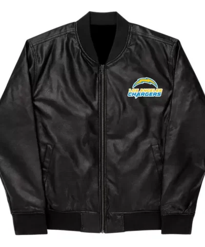NFL Los Angeles Chargers Black Leather Varsity Jacket