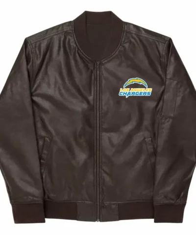 NFL Los Angeles Chargers Brown Leather Varsity Jacket
