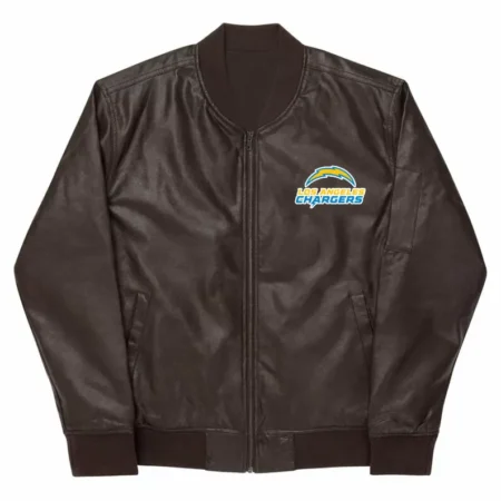 NFL Los Angeles Chargers Brown Leather Varsity Jacket