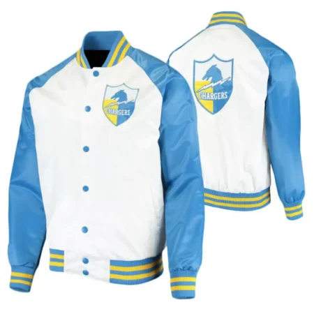 NFL Los Angeles Chargers White And Blue Satin Jacket