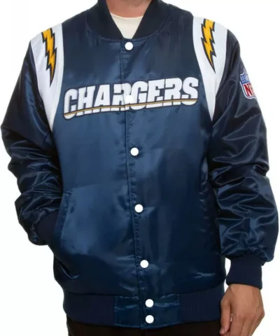 NFL Team Los Angeles Chargers Navy Satin Jacket