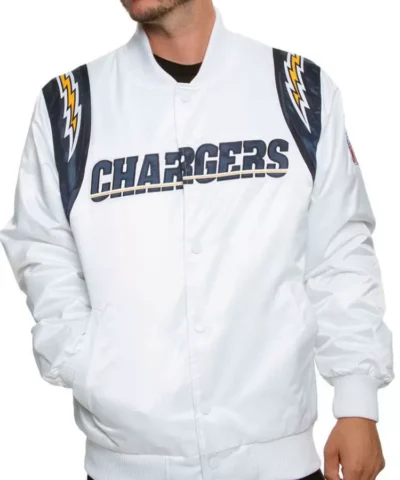 NFL Team Los Angeles Chargers White Satin Jacket