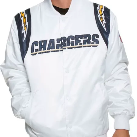 NFL Team Los Angeles Chargers White Satin Jacket