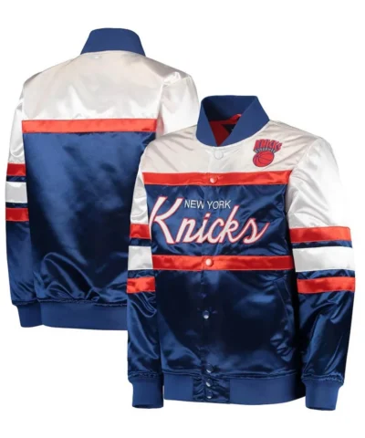 NY Knicks Hardwood Classics Blue White Jacket