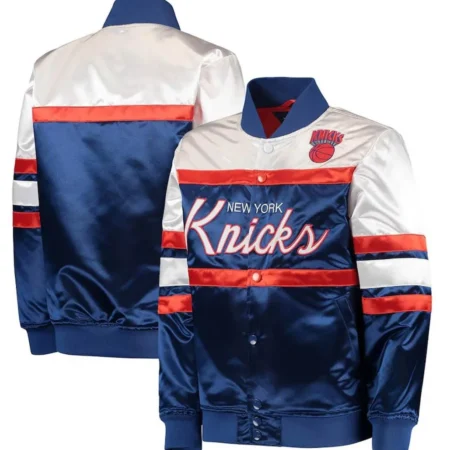 NY Knicks Hardwood Classics Blue White Jacket