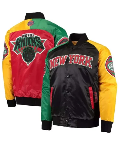 NY Knicks Ty Mopkins Satin Full Snap Black Red Jacket