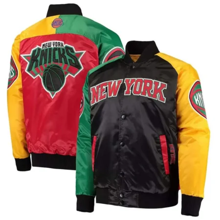 NY Knicks Ty Mopkins Satin Full Snap Black Red Jacket