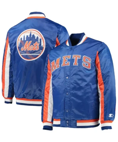 NY Mets The Ace Full Snap Royal Blue Satin Jacket