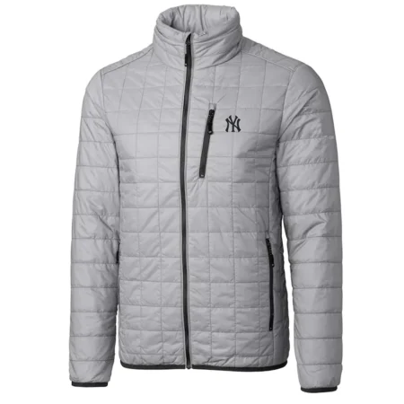 NY Yankees Full Zip Grey Puffer Jacket