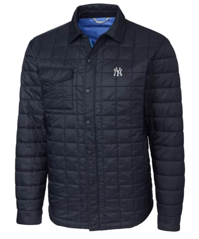 NY Yankees Navy Blue Full Snap Shirt Jacket