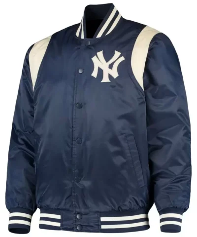 Navy Cream New York Yankees Vintage Satin Jacket
