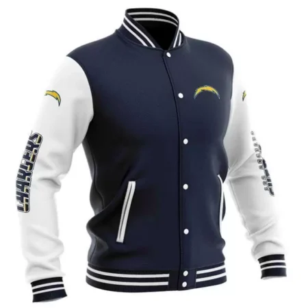 Navy Los Angeles Chargers NFL Baseball Varsity Jacket