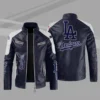 Navy White MLB Los Angeles Dodgers Leather Jacket