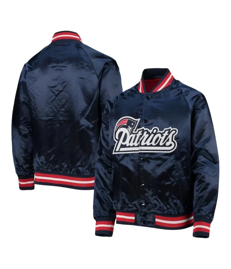 New England Patriots Raglan Full Snap Satin Jacket
