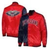New Orleans Pelicans Fast Break Navy Red Satin Jacket