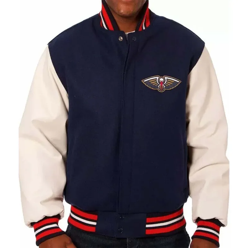 New Orleans Pelicans Varsity Blue and White Jacket