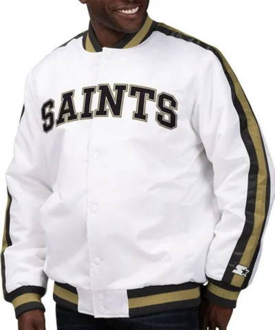 New Orleans Saints Satin White The D Line Jacket