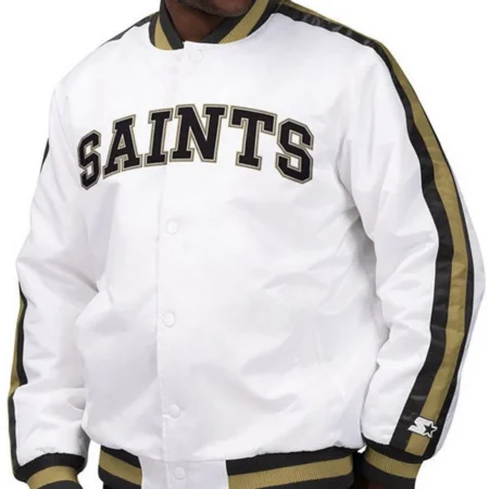 New Orleans Saints Satin White The D Line Jacket